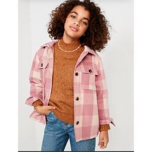Old Navy Girls Pink Plaid Oversize Shacket Size XXL 18